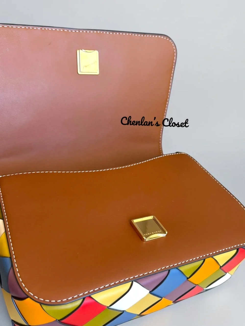 NWT Tory Burch Thea Multicolor Woven Flap Crossbody